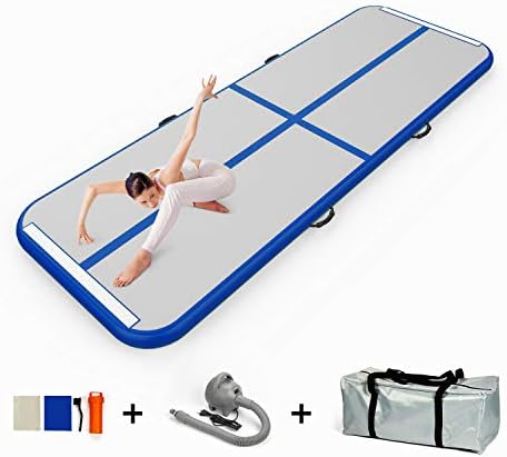 EZ GLAM 10ft/13ft/16ft/20ft Air Track Inflatable Gymnastics Tumbling Air Track Mat with Electric Air Pump for Cheerleading/Practice Gymnastics/Beach/Park/Home use