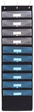 Hanging File Organizer. 10 Pockets Storage Organizer Homework,File,Bill,Magzine.Best for Office, Dorm, Classroom, Space Saving.Over The Door Mount (3 Hangers Included).Christmas Gift