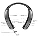Bluetooth Headphones Speaker 2 in 1,Bluenin Neckband Wireless Headset Wearable Speaker True 3D Stereo Sound Sweatproof Headphones with Retractable Earbuds Built-in Microphone (Titanium Gray)