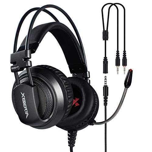 XIBERIA 3.5mm V10D PS4 Headset-Stereo Gaming Headset-Xbox One Headset，Noise Isolation Wired Over Ear Stereo Gamer Headphones with Microphone and Volume Contro for PC/Xbox One/PS4/Skype/Webinar/Phone