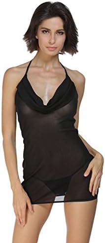 Mrs Spicy 2 Colors Plunging Cowl Chemise Black