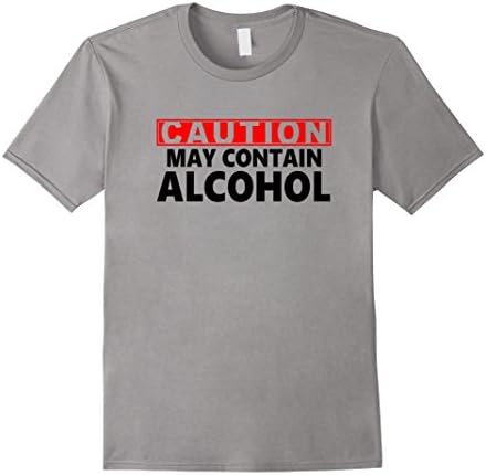 Men's Caution May Contain Alcohol Funny T-shirt XL Slate