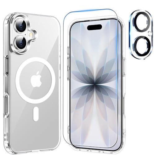 NDOOL Funda Magnética para iPhone 17 Case, con 1 Cristal Templado Protector de Pantalla y 1 Protector del Camara, Magnetic Carcasa, Compatible con MagSafe, Anti-Choque y Anti-arañazos