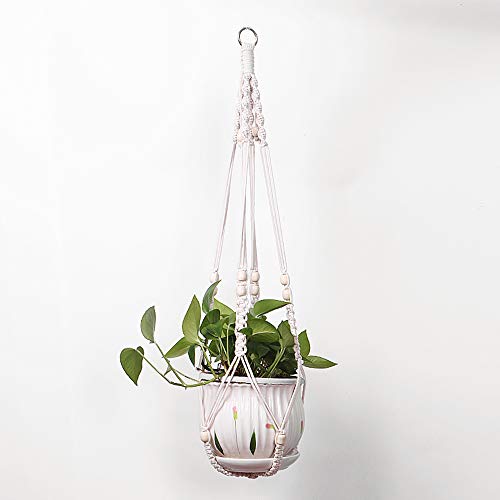 Macrame Plant Hanger-2 PCS Outdoor Indoor Hanging Planter Holder/Hanging Basket Flower Hangers Cotton Rope with Bead for Home Decor