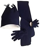 N'Ice Caps Boys Sherpa Lined Micro Fleece 4 Tassle Hat/Scarf/Glove 3PC Set
