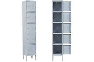Fesbos Metal Locker Steel Storage Cabinet with 5 Doors for Office School Gym Metal Storage Locker Cabinets for Employees Students Steel Locker