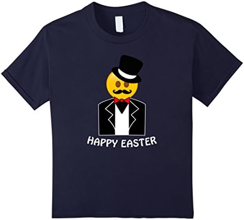Kids Happy Easter Emoji With Mustache T-Shirt for Boys &amp; Toddlers 8 Navy