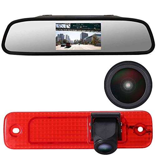 〔Rear View Camera Kit〕 4.3 inch Rearview Mirror Monitor + Car HD waterproof 3rd Brake Light Reverse Camera for Ford Transit Rear Door Van Van 3 Bj 04.2006-01.2009