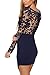 YOINS Women Dress Sexy Bodycon Crochet Lace Wrap Front Long Sleeves Mini Dress