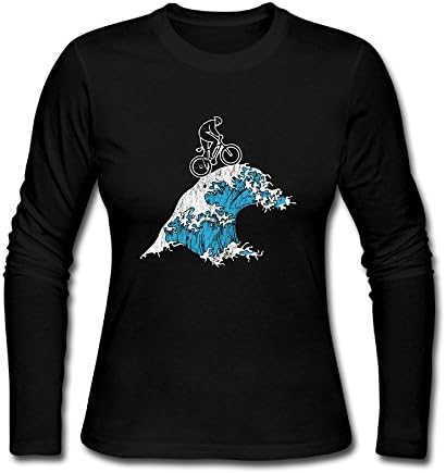Bicycle Cycling Japanese Tsunami Ladies' Long Sleeve Athletic Cotton Round Neck T-Shirt XL