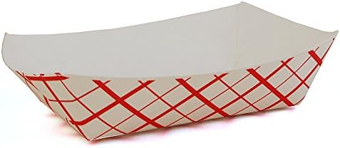 Paper Red Check 1/2 Lb Food Tray / Boat 8 oz Nachos Fries Baskets (50)
