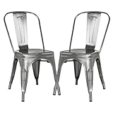 Poly and Bark Trattoria Side Chair in Polished Gunmetal (Set of 2)