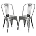 Poly and Bark Trattoria Kitchen and Dining Metal Side Chair in Polished Gunmetal (Set of 2)