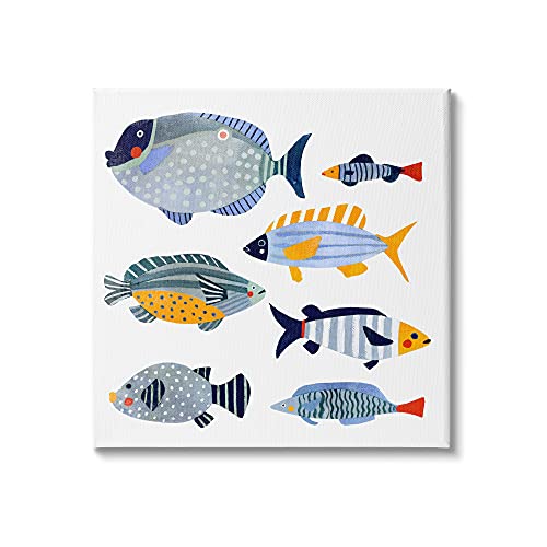 Stupell Industries Children's Aquatic Fish Arrangement Playful Blue Yellow Anim…