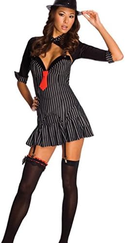 3 Pc. Mafiosa Girl Costume Pinstriped Black Extra Small