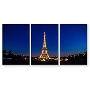 3 Piece Canvas Wall Art for Living Room Bedroom Home Artwork The Eiffel Tower Paintings Ready to Hang - 16"x24" x 3 Panels