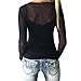 MCCKLE Women's Sexy Mesh Sheer See Through Long Sleeve Shirt , Black , XL(US M)