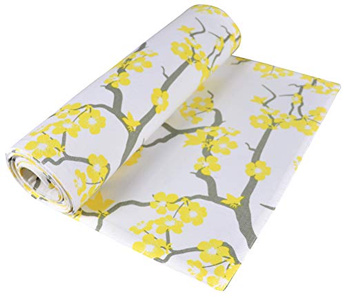 Crabtree Collection Deluxe Cotton Table Linens, Bright Colors for Kitchens and Dining Rooms - (Blossom Yellow/Gray Runner)