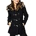 Alpine Swiss Duffy Women's Wool Coat Fur Trim Hooded Parka Jacket