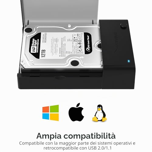 SABRENT External Hard Drive SSD Docking Station 2.5 or 3.5 Inch USB 3.2 Gen 1 to SATA [Supports UASP] (EC-DFLT)