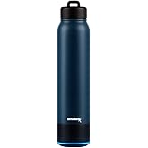Ultimaxx Vacuum Insulated Premium Water Bottle with Bluetooth Speaker - Steel Double Wall Design, Lights, Lid Lock, Convenient Drinking Spout & Carry Handle (700ml/23.6 oz) - Blue