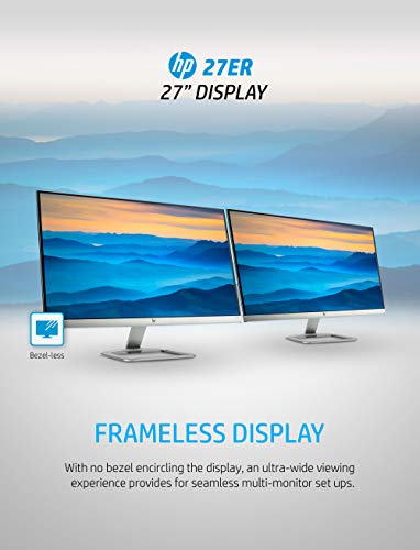 HP 27er 27-Inch Full HD 1080p IPS LED Monitor with Frameless Bezel and VGA & HDMI (T3M88AA), White - Image 3
