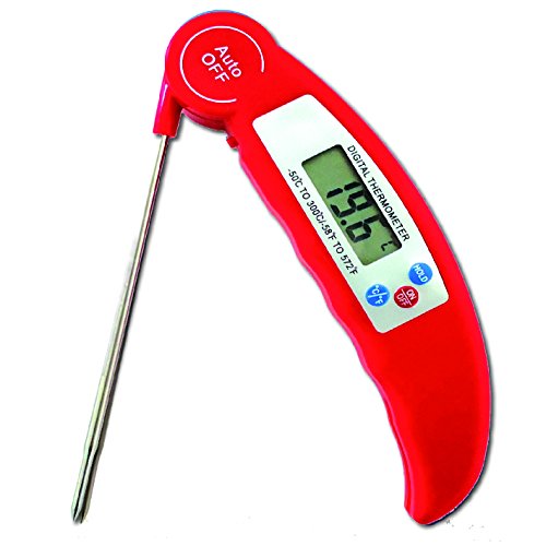 Ruyixws Meat Thermometer, Digital Instant Fast Read With Probe Calibration For Kitchen Cooking Smoker BBQ Grilling Baking Milk, Auto On/Off Function (Red)