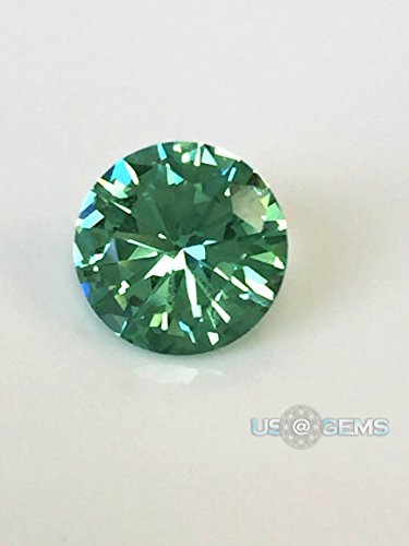 Emerald Green super light #M785. Round 7 mm. 1 ct. Monosital created loose gemstone. US@GEMS