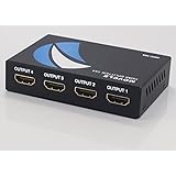 HDMI Splitter 1 in 4 out Movcle Full HD 1080P 1X4 Port Box Hub with US Adapter v1.4 Powered Certified for 3D Support