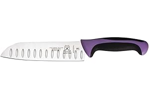 Mercer Culinary Millennia 7-Inch Granton Edge Santoku Knife, Purple