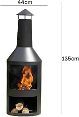 Garden Mile Large Steel Chiminea Wood Burner Outdoor Heater Fire Pit Black 135cm view 2