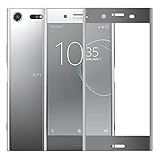 AMOVO Xperia XZ Premium Screen Protector, Sony Xperia XZ Premium Tempered Glass [Full Coverage] [3D Curved] Carbon Fiber Screen Protector for Sony Xperia XZ Premium (Silver)