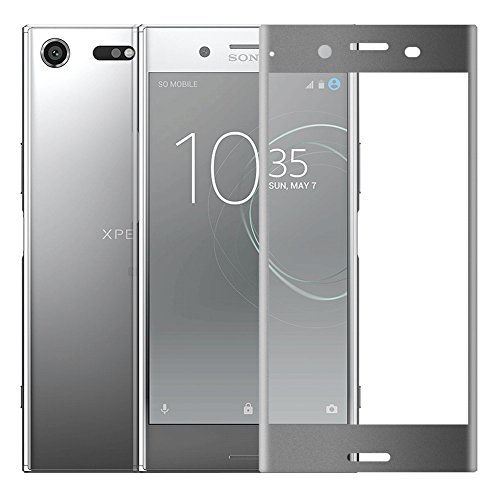 AMOVO Xperia XZ Premium Screen Protector, Sony Xperia XZ Premium Tempered Glass [Full Coverage] [3D Curved] Carbon Fiber Screen Protector for Sony Xperia XZ Premium (Silver)