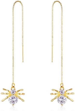 14k Gold Sterling Silver Tassel Threader Dangle Drop Earrings Nickel Free Hypoallergenic Ear hook (Yellow Gold)