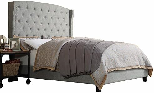 Millbury Home Romana Linen Upholstery Platform Bed, Full, Grey
