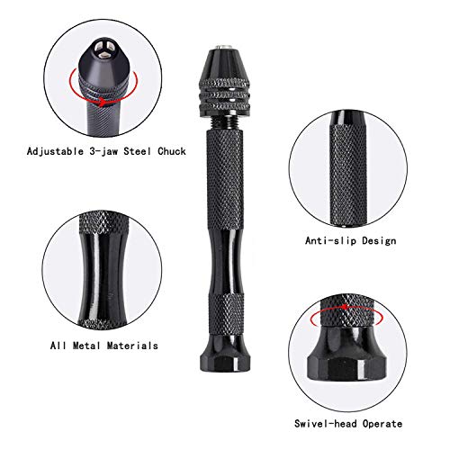 image for Vetoo 12 Pcs Mini Pin Vise Hand Drill Bits, Hobby Hand Drill Kit Manua