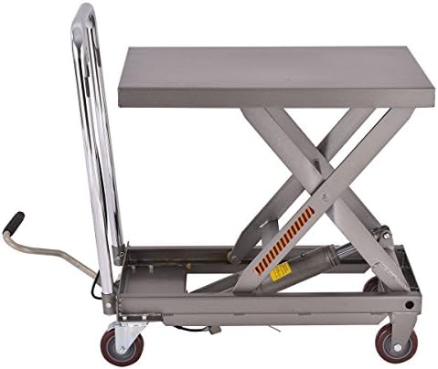 500LB Rolling Table Cart Lift Scissor Hydraulic Cart Elevating W/Foot Pump Dolly Utility Trolley Shelf Steel Heavy Duty