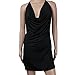 VANCOL Women's Sexy Deep V-Neck Halter Backless Slit Mini Party Club Dress (M, Black)