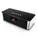 Guoer Bluetooth Speaker Wireless Outdoor Portable with 8w Stereo and Bass Subwoofer Built-in Microphone FM Radio LED Display Alarm Clock USB Flash Disk Micro SD card and 3.5mm Audio Jack Input(Black)