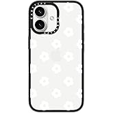 CASETiFY Compact iPhone 16 Case [4 ft. 2X Military Grade Drop Protection/Slim/Lightweight] - Ditsy Daisies - White - Clear Black