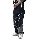 OATSBAS Men's Ripped Jeans, Distressed Destroyed Patchwork Straight Leg Denim Pants