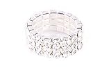 MBOX Quality Bridal Rhinestone Stretch Silver Tone Ring(Set of Two) - Ideal for Wedding, Prom, Party or Pageant