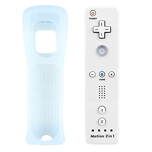 RC02 Wii Remote Plus and Nunchuk Controller, Built-in Motion Plus Remote controller with Silicone Case For Nintendo Wii/Wii U-White (Third-product Manufacturing)