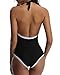Tempt Me Women's One Piece V Neck Halter Vintage Sexy Backless Swimsuits Black L