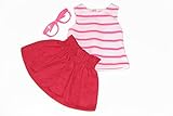 3 pc Colorful Outfit Set. Includes: Tank Top, Skirt and Glasses Color: Pink. Fits 18 Inch Doll Clothes