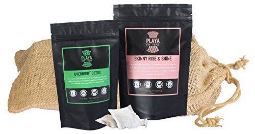 Click Here to See More Images Playa Fit Teas (2 Package Combo) - 1 Month Detox Treatment - South American Premium Herbal Cleanse Infusion Combo - All Natural Weight Loss for Day and Night (Daily Tea Bags)