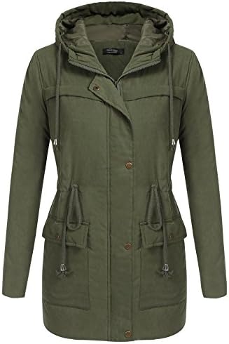 Elesol Women's Winter Warm Thicken Plus Jacket Hooded Parka Coat Outwear Olive Green XXL
