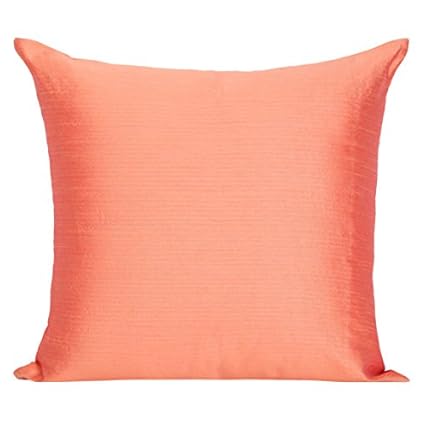 Buy 18x18 Inch Salmon Orange Set Of 2 Salmon Orange Art Silk