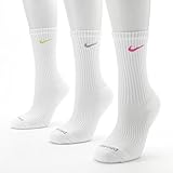 Nike Dri-Fit Women's Crew Socks 3 Pair (Sock Size: 9-11-Shoe Size: 6-10, White)