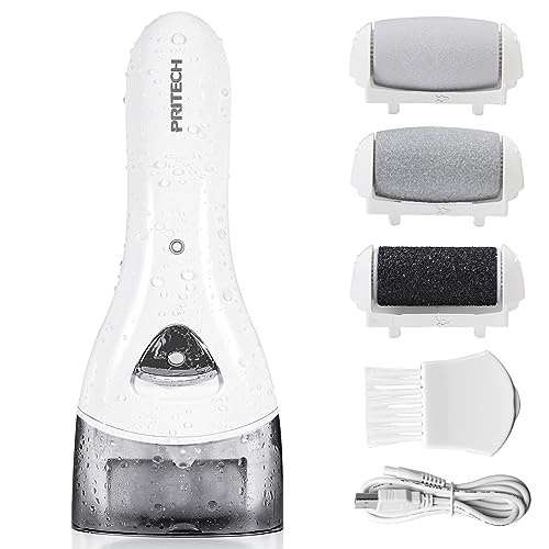 Electric Foot Callus Remover, Rechargeable Foot File for Dead Skin Care | Portable Electronic Pedicure Kit, Waterproof Hard Skin Scraper Tool with 3 Roller Heads for Cracked Heels & Home Spa